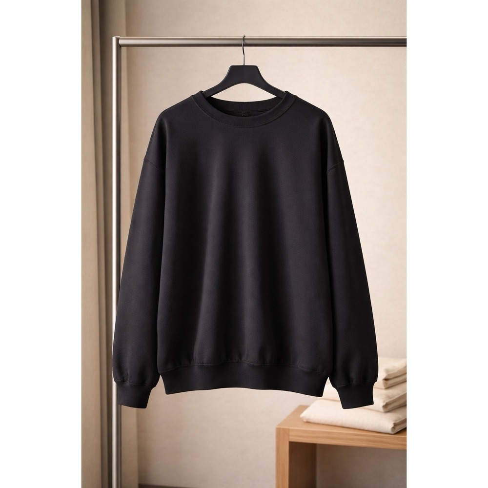 Silver Fox Black Microfiber Pullover Sweatshirt Crew Neck Men's XL Long Sleeve